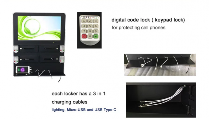 3 In 1 Multiple Charging Commercial Digital Signage Metal Frame With Pin Code Locker