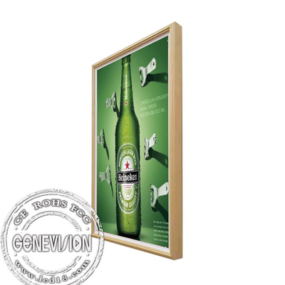Android Media Player Wooden Frame Lcd Signage Picture Video Display