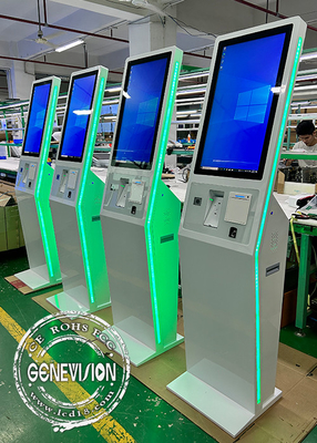 White Led Strip Fingerprint Self Service Kiosk Machine 27 Inch Windows Pc All In One