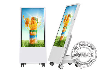 Full HD 1080p Kiosk Digital Signage Semi-Outdoor Mobile Kiosk 32'' With Battery / Wheels