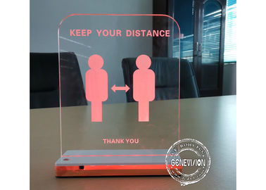 Bank Desktop Standing Keep Distance Advertising Board Acrylic Silk Printing Led Flashing Sign