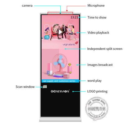 55 Inch Floor Standing Android Touch Screen Kiosk For Pharmacy