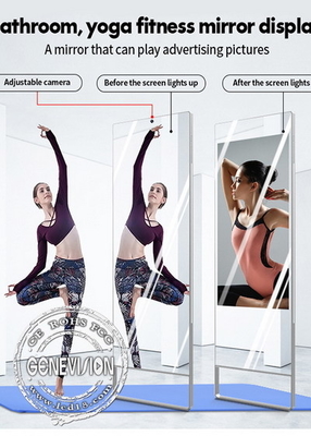 Gym 32 Inch LCD Mirror Digital Signage AC100 - 240V With Motion Sensor
