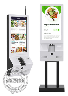 32'' Restaurant Twin Touch Screen Self Service KioskWith Printer NFC Card Reader
