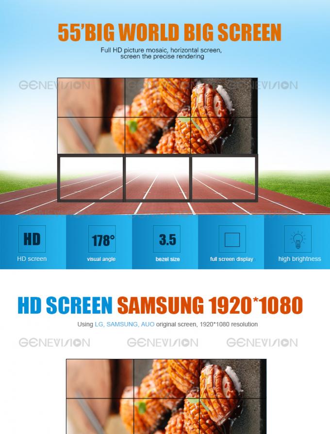 55 inch splicing screen TV wall with bracket floor standing 3.5mm narrow bezel seamless video wall screen