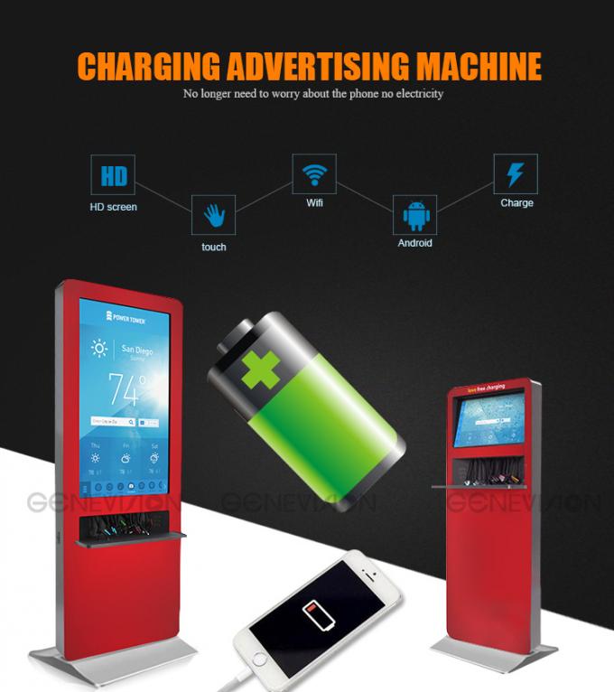 floor standing digital signage LCD ad player advertising and mobile phone charging station