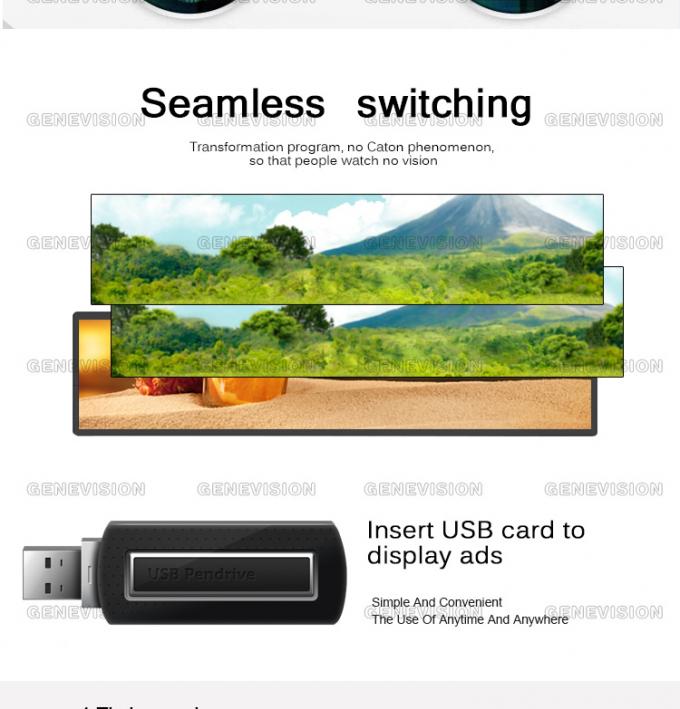 19.7 Bus Android Stretched Lcd Monitor , Super Wide Lcd Bar Display Full Menu Displaying 2