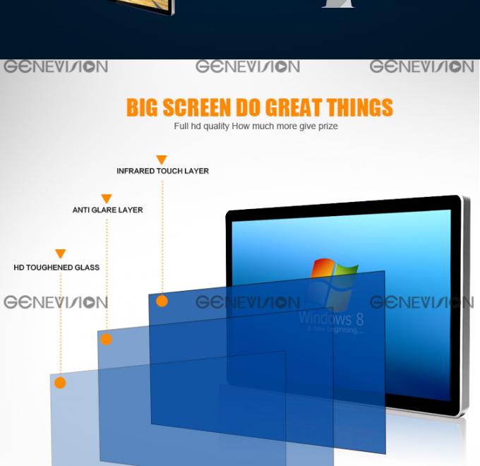 TFT 500cd/M2 Wall Mount LCD Touch Screen Whiteboard