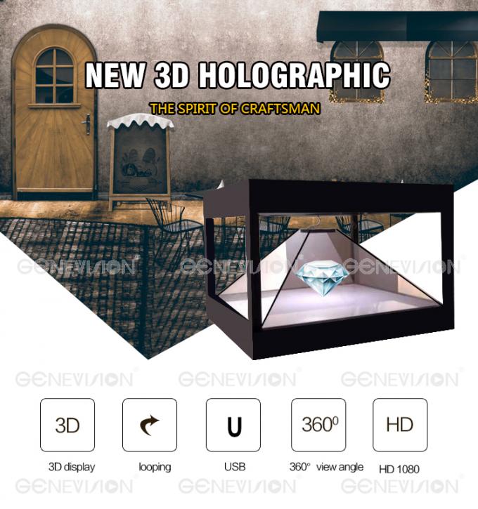 Full HD 360 Degree 3D Holographic Display Cabinet Plug Play Advertising