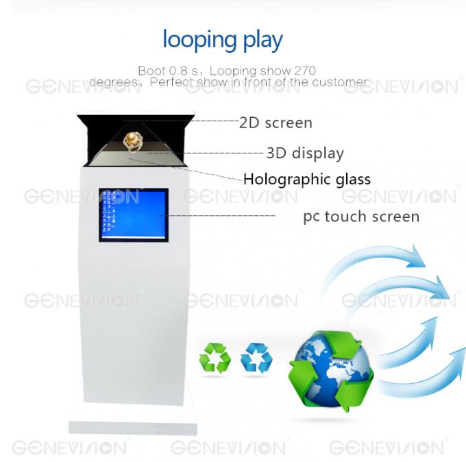 HD Virtual Projection 270 Degree Pyramid 3D Holographic Display Digital Signage Floor Standing 3