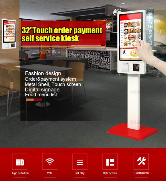 32 Inch Interactive Self Service Kiosks Metal Ordering Terminal Payment Machine