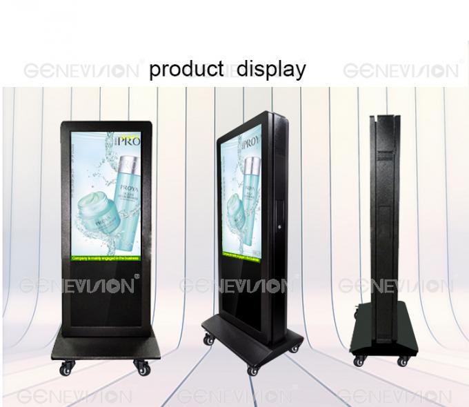 Dual Lcd Touch Advertising Standee / Movable Beacon Media Player Totem Digital Signage