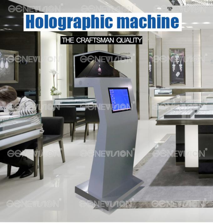 55 Inch Touch Screen Virtual 3d Holographic Display Projection Pyramid 270 Degree Advertising Standee