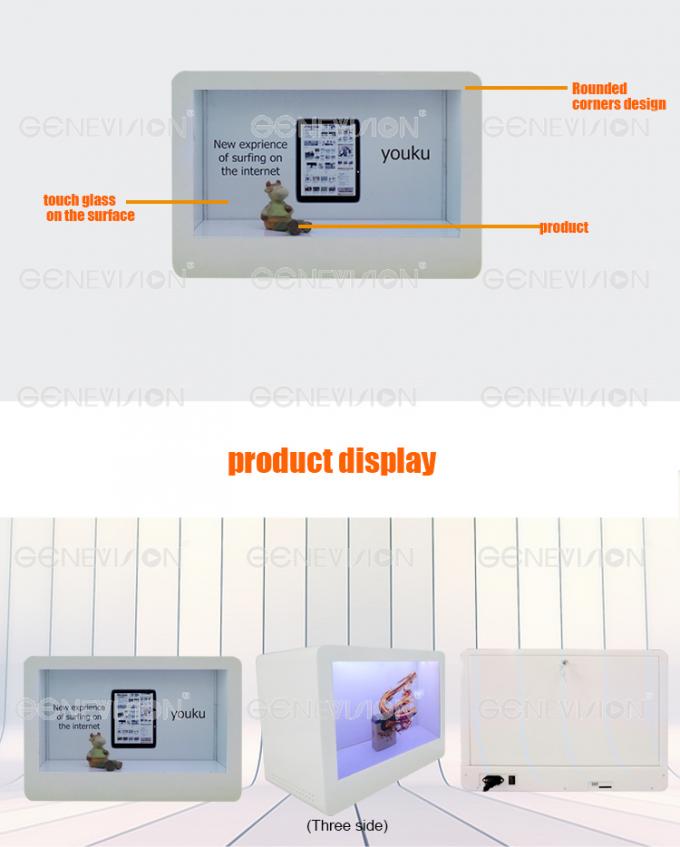 Touch Transparent Lcd Showcase Video Player Box / Win10 All In One Transparent Digital Signage