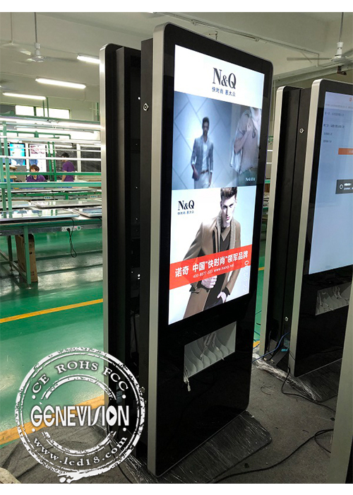 55inch LCD Dual Screen Android Advertising Standee with 16 Mobile Phone Charging Cables, Remote Control with Wifi