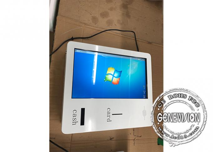 21.5 Inch Wall Mount Smart IR Touchscreen Self Service Machine With Cash Receiver
