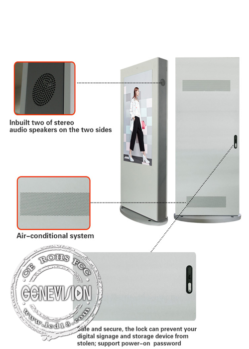 55 Inch Outdoor Media Player Kiosk Digital Advertising Floor Standing Ip65 Waterproof