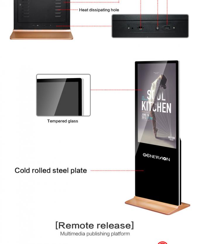 55 Inch Wifi Digital Signage Floor Stand Advertising Display 450cd/m2 Android Network
