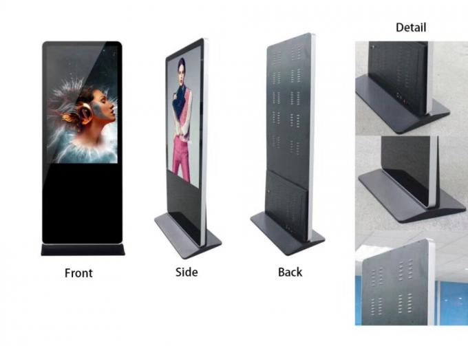 Battery Powered Digital Signage Floor Stands , Touch Screen Kiosk Stand 86 Inch Large Size