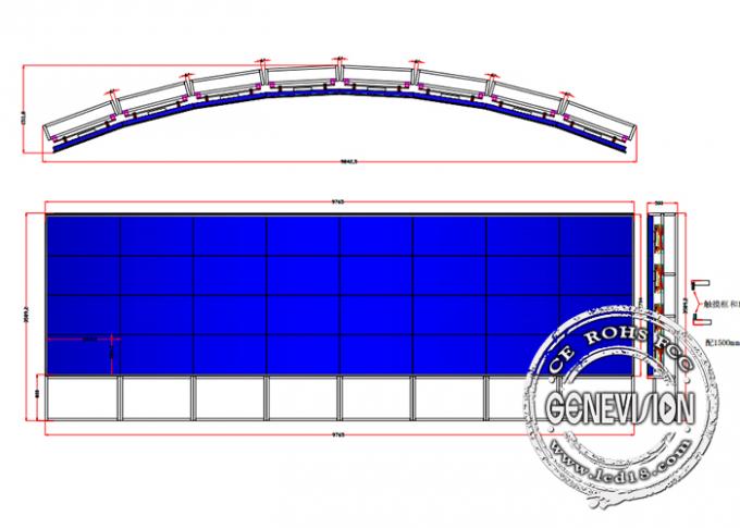 40'HQ Container LCD Video Wall to Africa, Front-Maintenance Bracket and 10-point IR touch Frame in Curved Shape