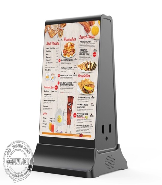 Black Digital Advertising Display Stand Small Size Cell Phone Charger Kiosk WIFI 1