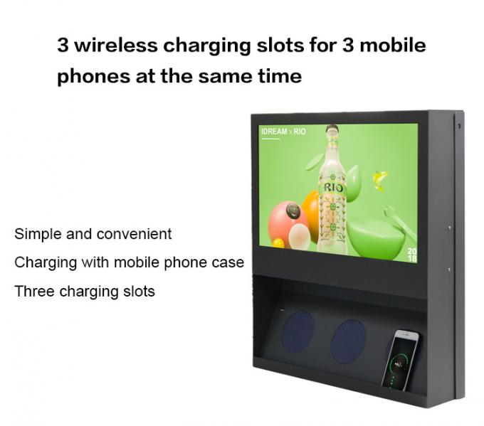 21.5 Inch University LCD Wifi Digital Signage With Smart Phone Wireless Charging Pad Station And USB