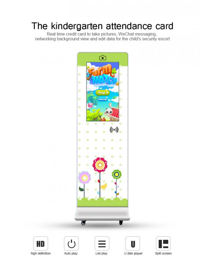 Kids Education Institution Touch Screen Kiosk 32 Inch Portable NFC Camera Logo Printing