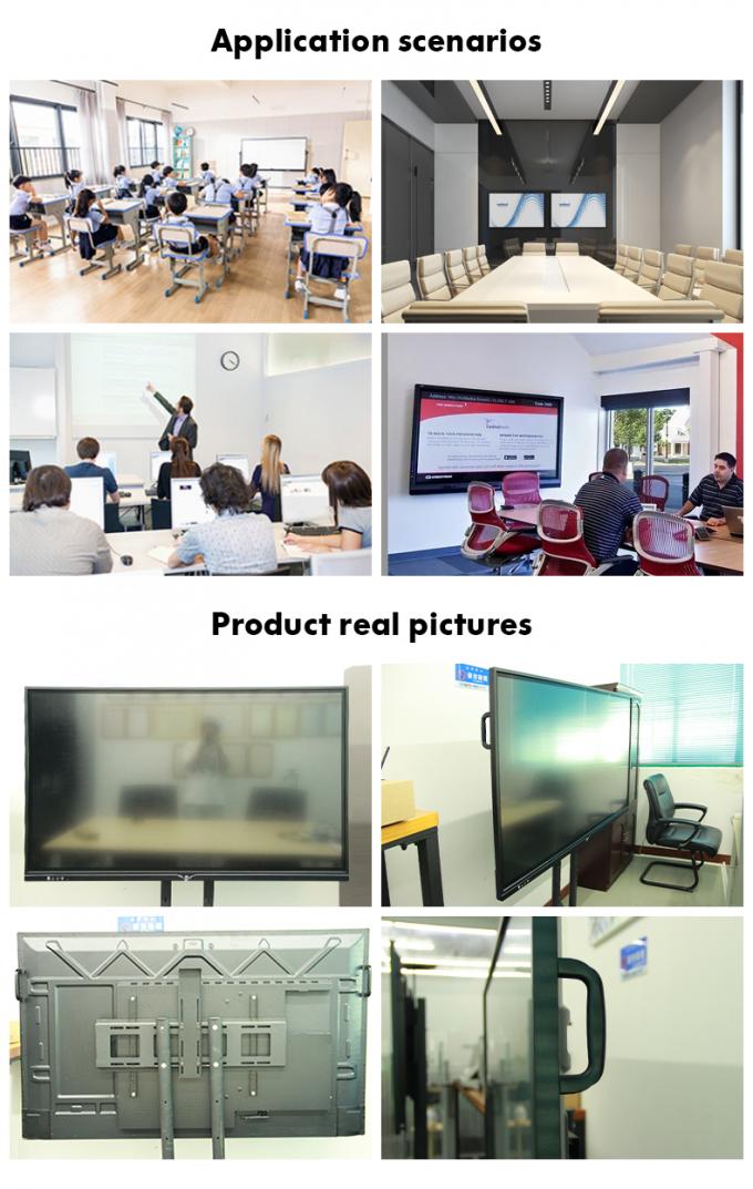 4K 75 inch 20 Points Touch Screen LED Flat Panel Interactive Whiteboard For Conference Meetting