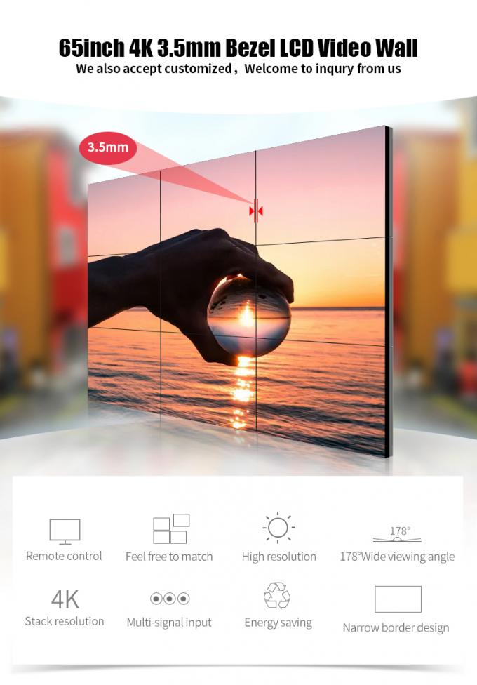 65" Narrow Bezel Splicing Screen Seamless 4K LCD Video Wall 0