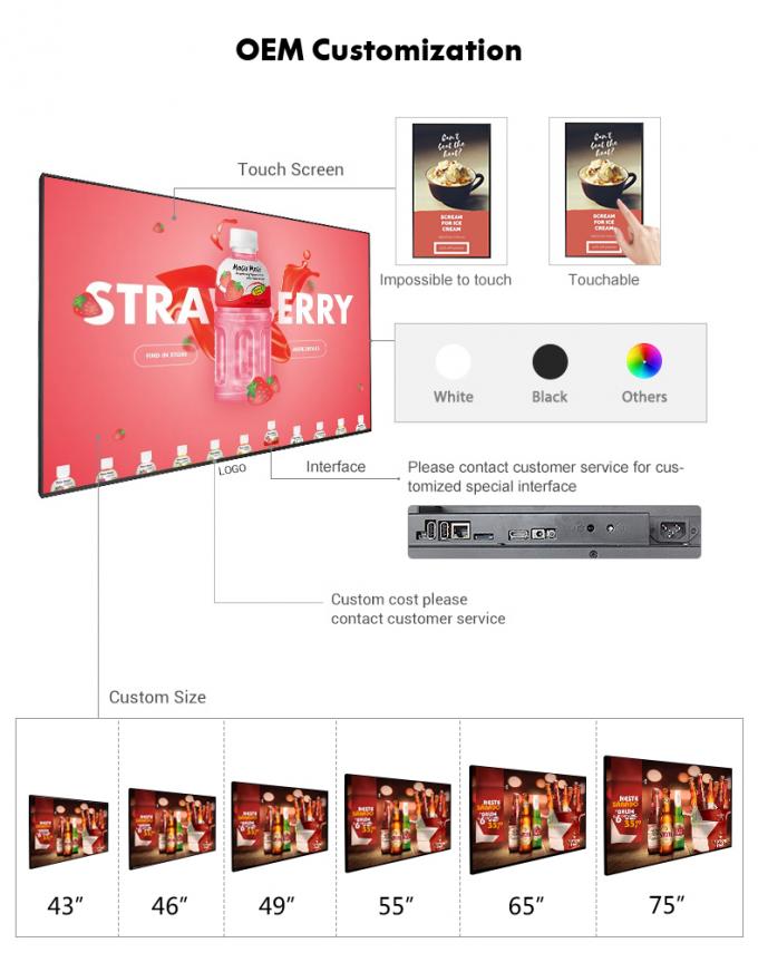6ms Response Ultra Slim LCD Digital Signage Video Wall 500cd/M2 0