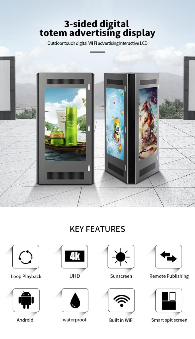 55 Inch IP65 Triangle Outdoor Digital Signage Kiosk