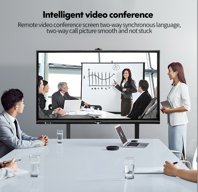 Movable 65" WiFi Touch Screen Whiteboard For Video Conference 0