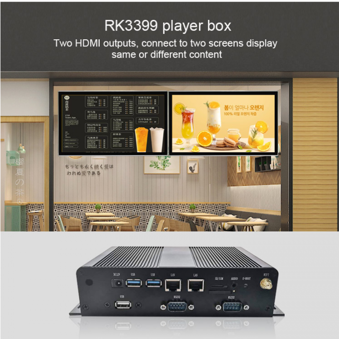 RK3568 4K Media Player Box With WiFi LAN Network Connection