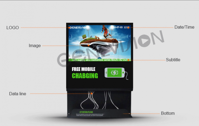 21.5 inch Phone Charging Wifi Digital Signage Kiosk With 3 Wireless Charging Pad 4