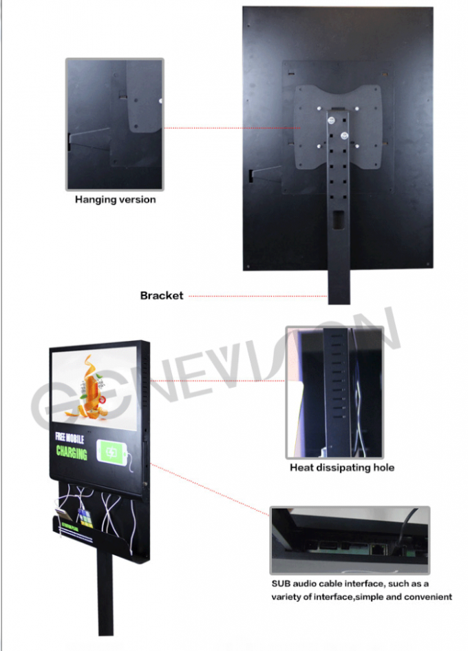 21.5 inch Phone Charging Wifi Digital Signage Kiosk With 3 Wireless Charging Pad 7
