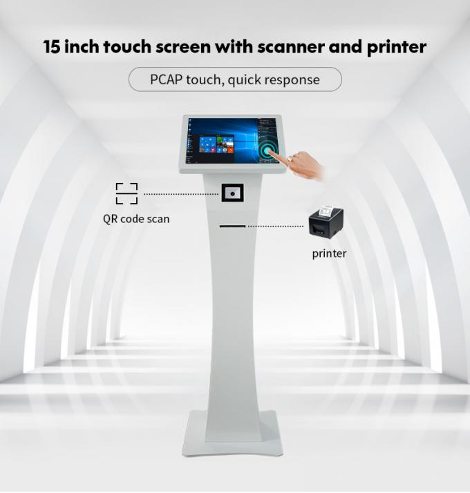 15.6 Inch AIO Touch Screen Kiosk With QR Code Scanner And Thermal Printer