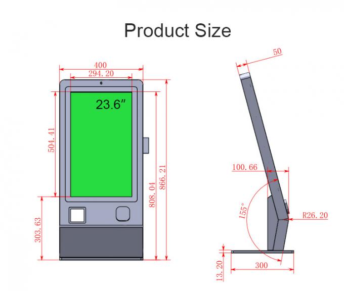 23.6 Inch Touch Screen Self Service Payment Kiosk With RK3399 2G RAM 16G ROM 2