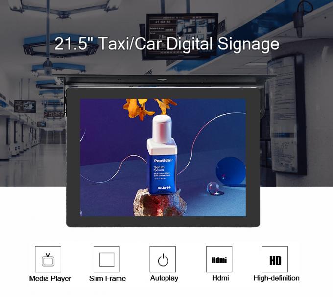 21.5" Bus Taxi Car Digital Signage With 4G WIFI GPS Video LCD Monitor