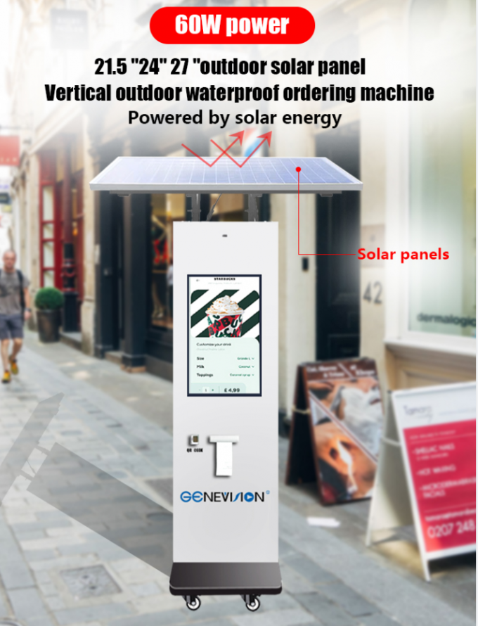 27"Outdoor Floor Standing Self Service Kiosk Self Payment Kiosk Contactless Payment System NFC QR  Scanner IC ID Printer