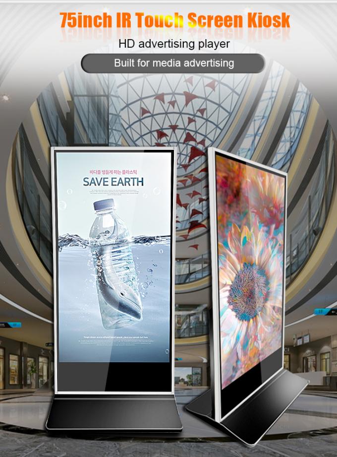 Super Big IR Touch Screen LCD Advertising Player Kiosk 75 Inch