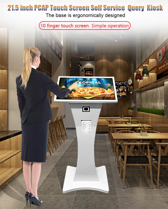 21.5 Inch LCD Self Service Kiosk Printer And Scanner Built In Floor Stand