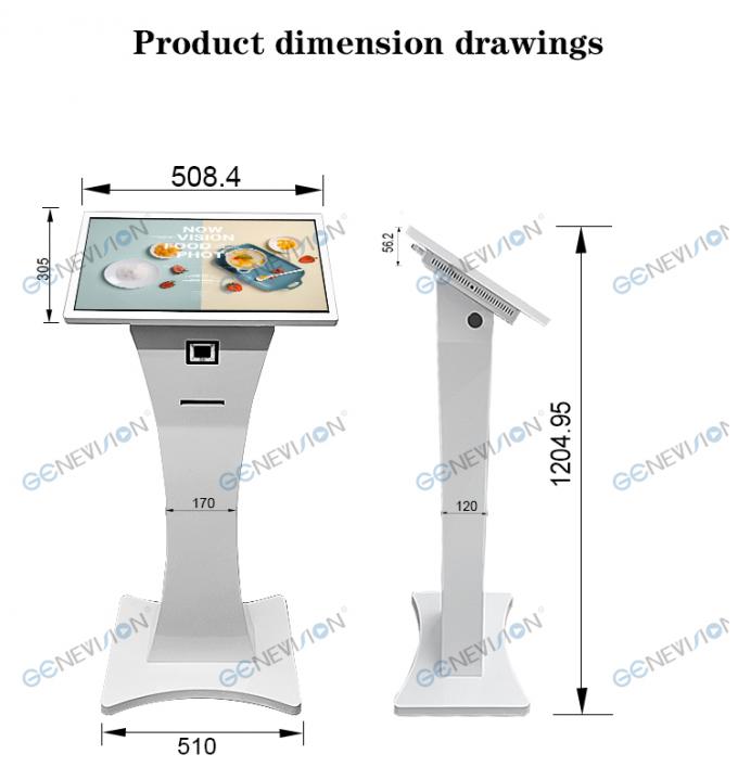 21.5 Inch LCD Self Service Kiosk Printer And Scanner Built In Floor Stand