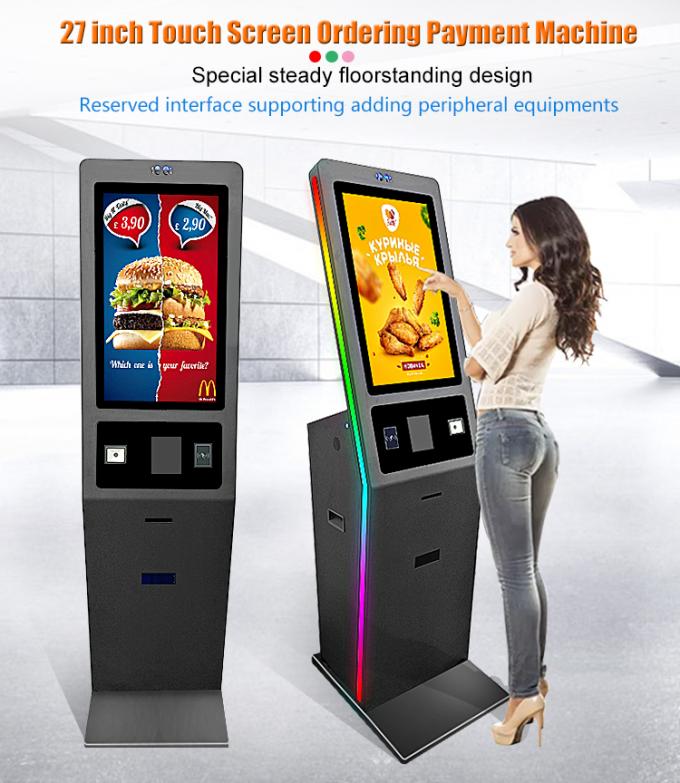 Touch Screen 27'' Cash Payment Kiosk With NFC Pos Termianl And Camera 0