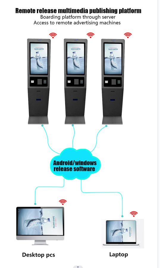 27 Inch Self Service Kiosk Capacitive Touch Screen With Printer NFC ...