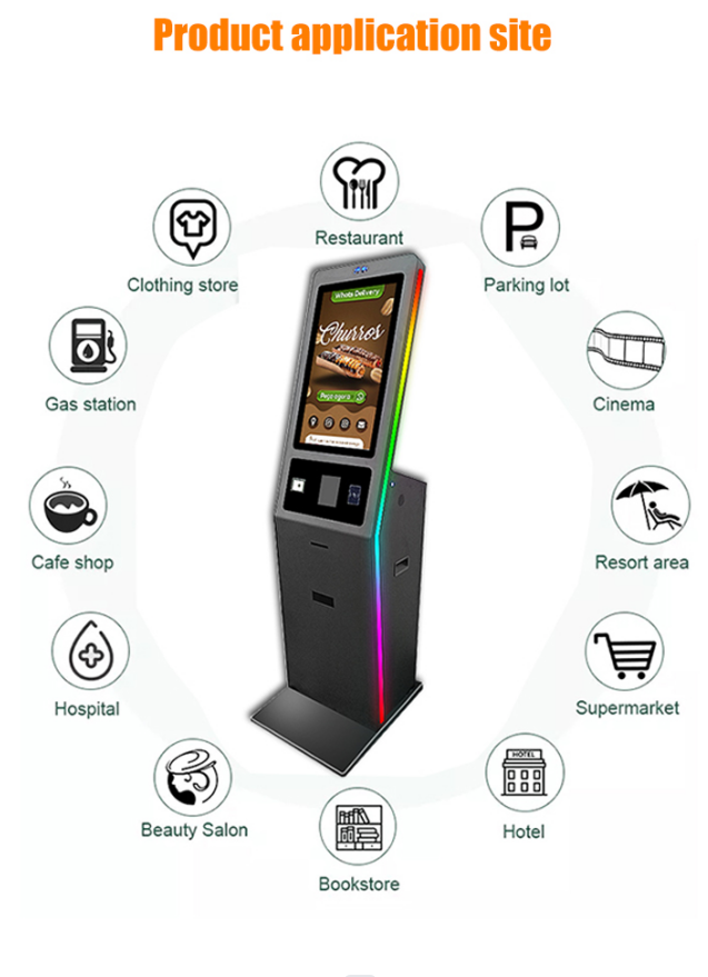 27 Inch Self Service Kiosk Capacitive Touch Screen With Printer NFC ...