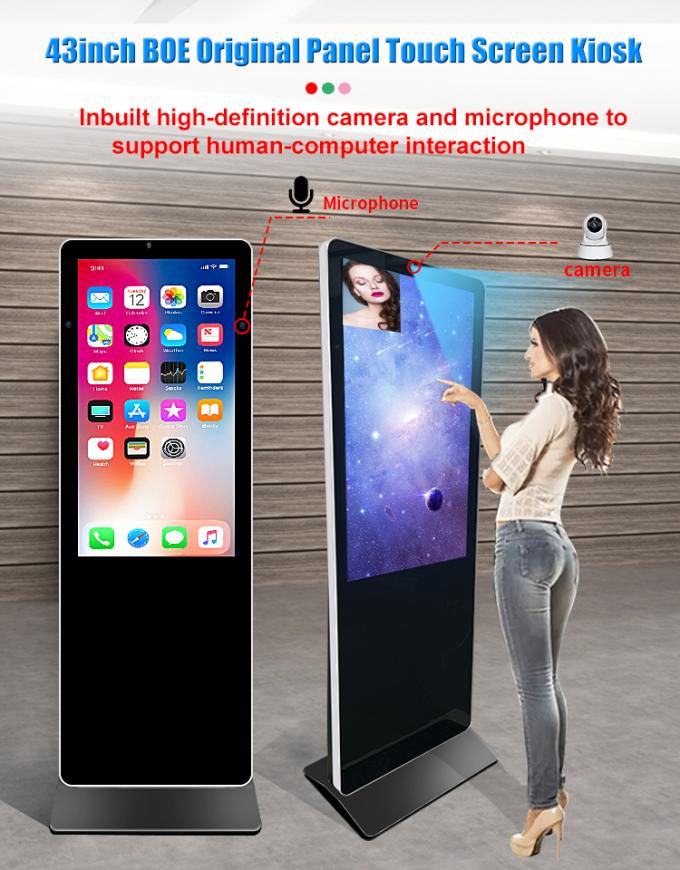43 Inch Touch Screen Kiosk With Camera And Speaker Floor Standing Display