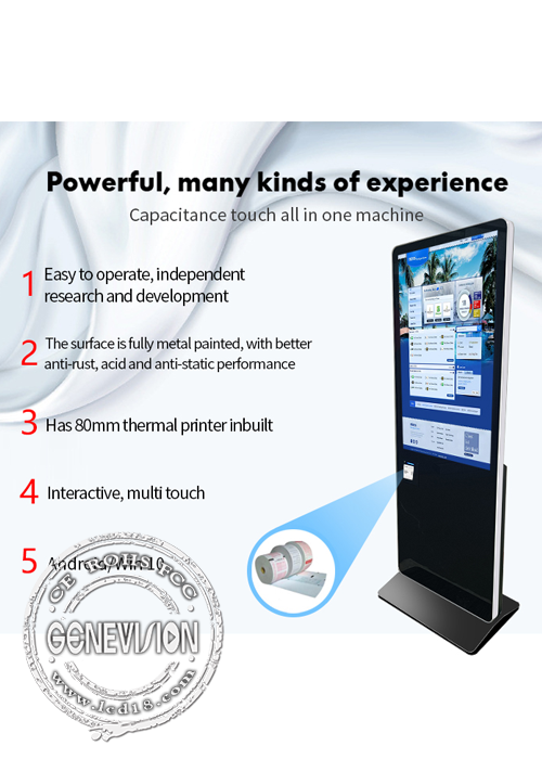 43 Inch Floor Stand Wifi Lcd Digital Signage Player With 80mm Terminal Printer 1