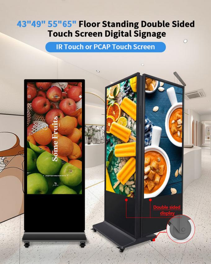 Windows System Double Sided IR Touch Screen Kiosk 65 Inch Floorstanding 0