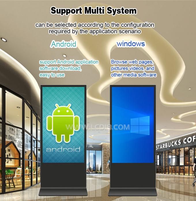 65" 75" 85" Indoor Floor Standing Android 11 OS 4K Mall Advertising Kiosk Digital Signage Totem 2