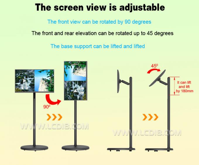 21.5" 23.8" 27" 32" Movable Battery Powered Touch Screen Kiosk Android 13.0 Rotatable Retail Shop Smart LCD Kiosk 3